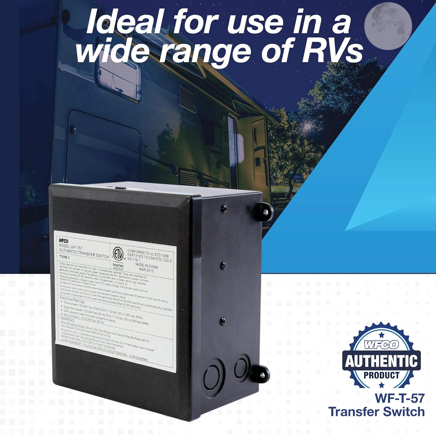 WFCO T57 50 Amp Transfer Switch, Black