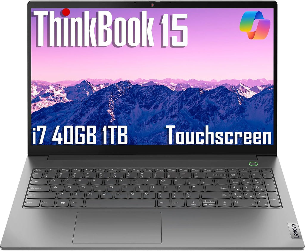 Lenovo ThinkBook 15 Gen 4 Business Laptop (15.6' IPS FHD Touchscreen, Intel 10-Core i7-1255U, 40GB RAM, 1TB SSD), FHD Webcam, Narrow Bezel, Backlit, Fingerprint, Thunderbolt 4, Win 11 Pro, Grey