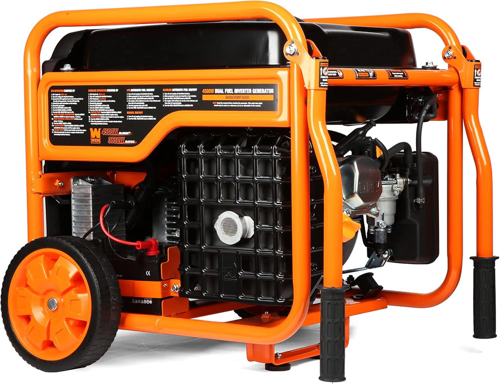 WEN DG4500iX 4500-Watt RV and Transfer-Switch-Ready Dual Fuel Open Frame Inverter Generator with Electric Start and CO Watchdog