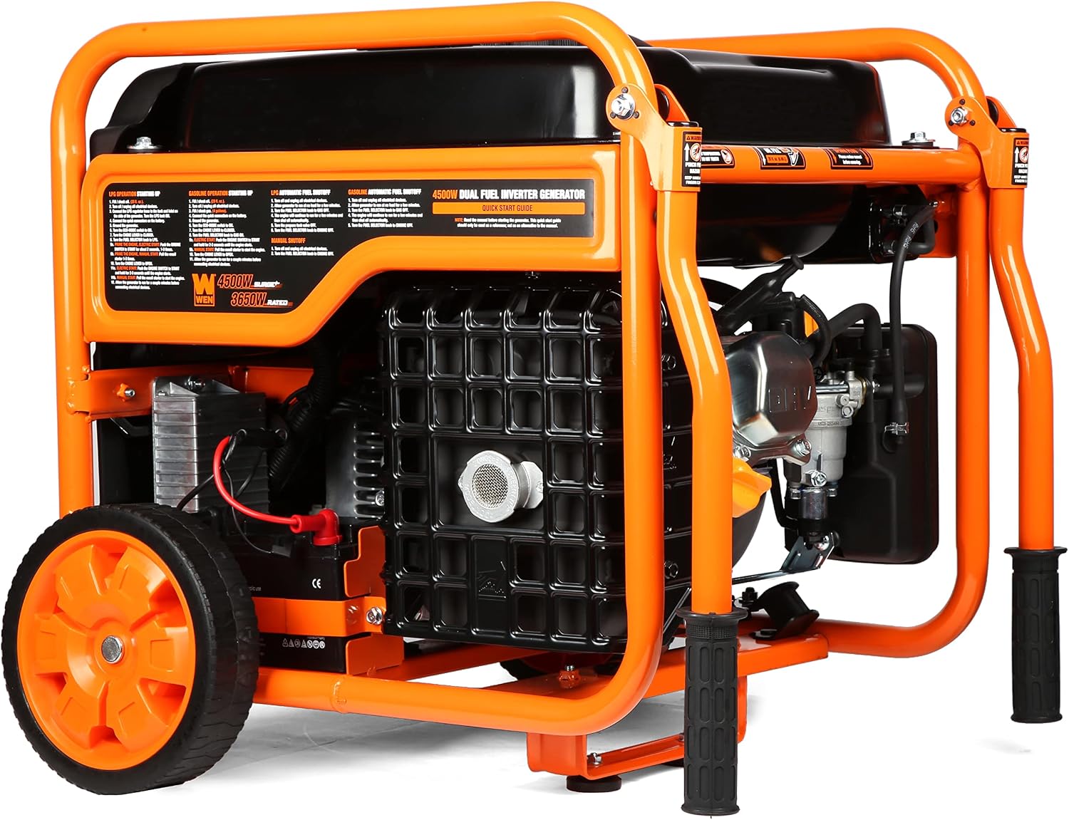 WEN DG4500iX 4500-Watt RV and Transfer-Switch-Ready Dual Fuel Open Frame Inverter Generator with Electric Start and CO Watchdog