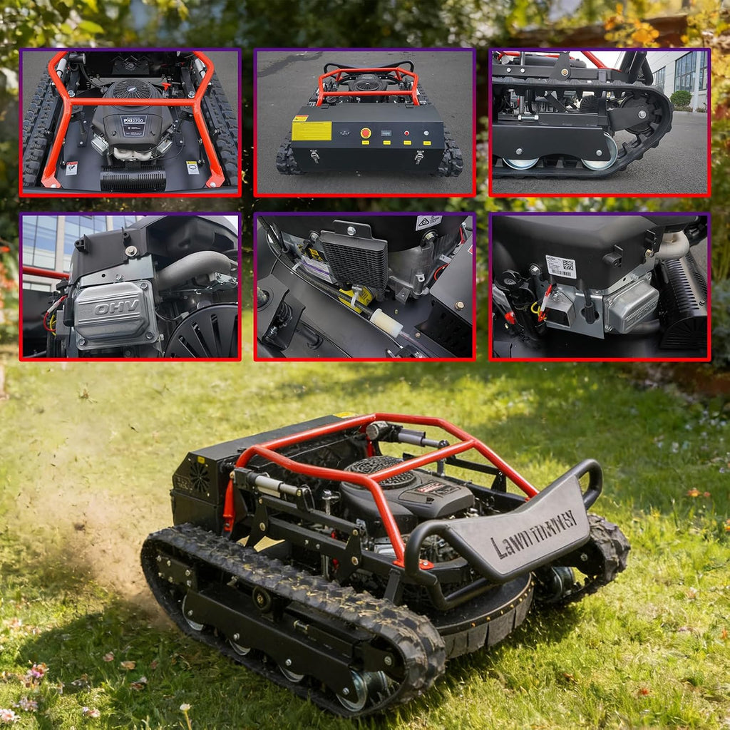 All-Terrain Remote-Controlled Robotic Lawnmower, Featuring a 27-Horsepower High-Power Twin-Cylinder Engine, a Mowing Width of up to 35.43 Inches, and a 48v Brushless Motor