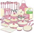 NutriChef 54-Piece Kitchen Cookware Set – Complete Non-Stick Ceramic Pots and Pans Set with Utensils, Bakeware, and Knife Set, Gas, Electric & Induction Compatible, Blush Pink Kitchen Essentials