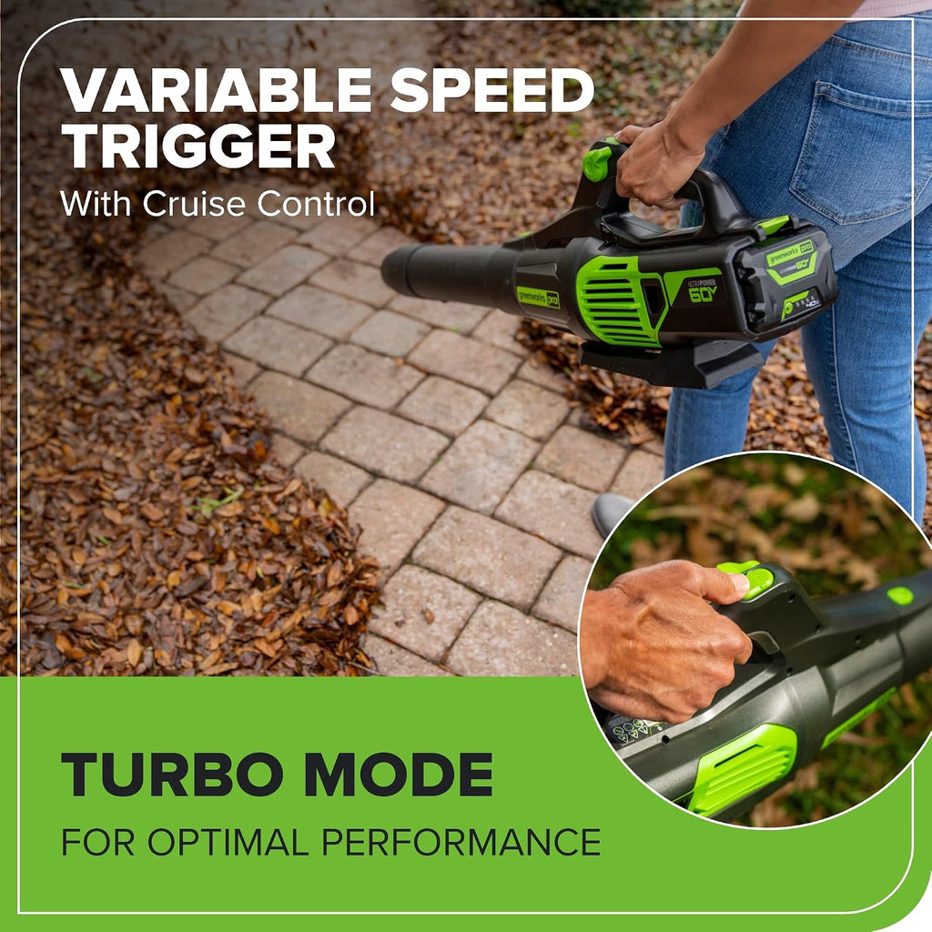 Greenworks 60V 17' Brushless (Push) Mower + 60V (610 CFM) Brushless Blower, 4.0Ah Battery and 3A Charger