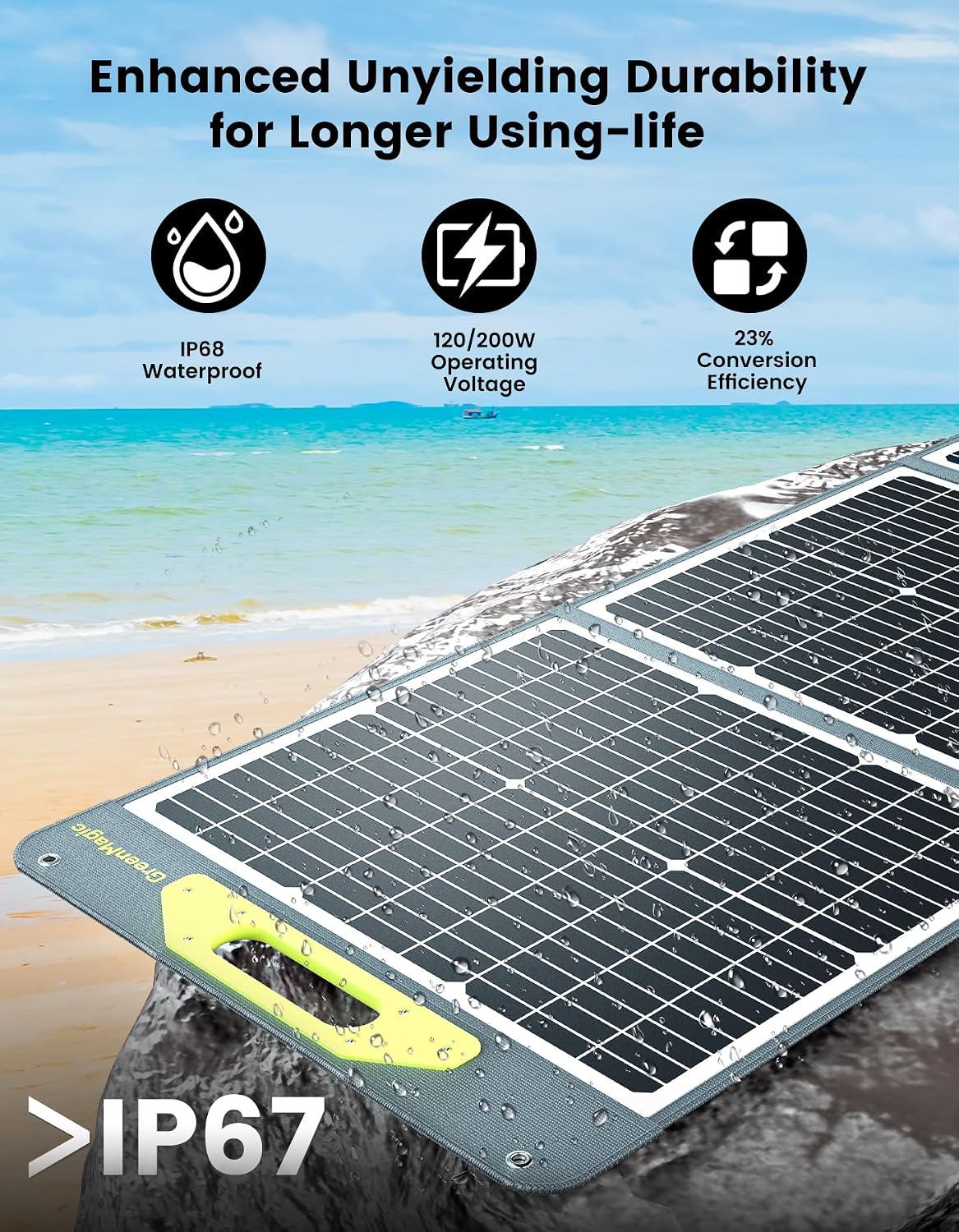 Greenmagic120W Portable Solar Panel 19V, 120W Foldable Solar Panels Kit with Adjustable Kickstands, Waterproof IP65 for Camping, Outdoor, Power Station,RVS