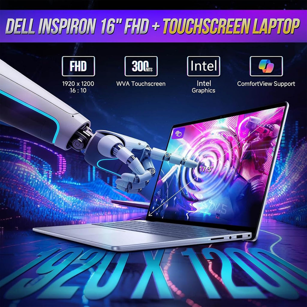 Dell 16 Touchscreen Laptop- AMD Ryzen 7 250 Beat Intel Ultra 7-16' FHD+ Touch- AI PC Copilot Key- 32GB RAM| 1TB SSD -Win 11 Office 365- Backlit KB- 1080p Webcam- Business College Computer Portatil