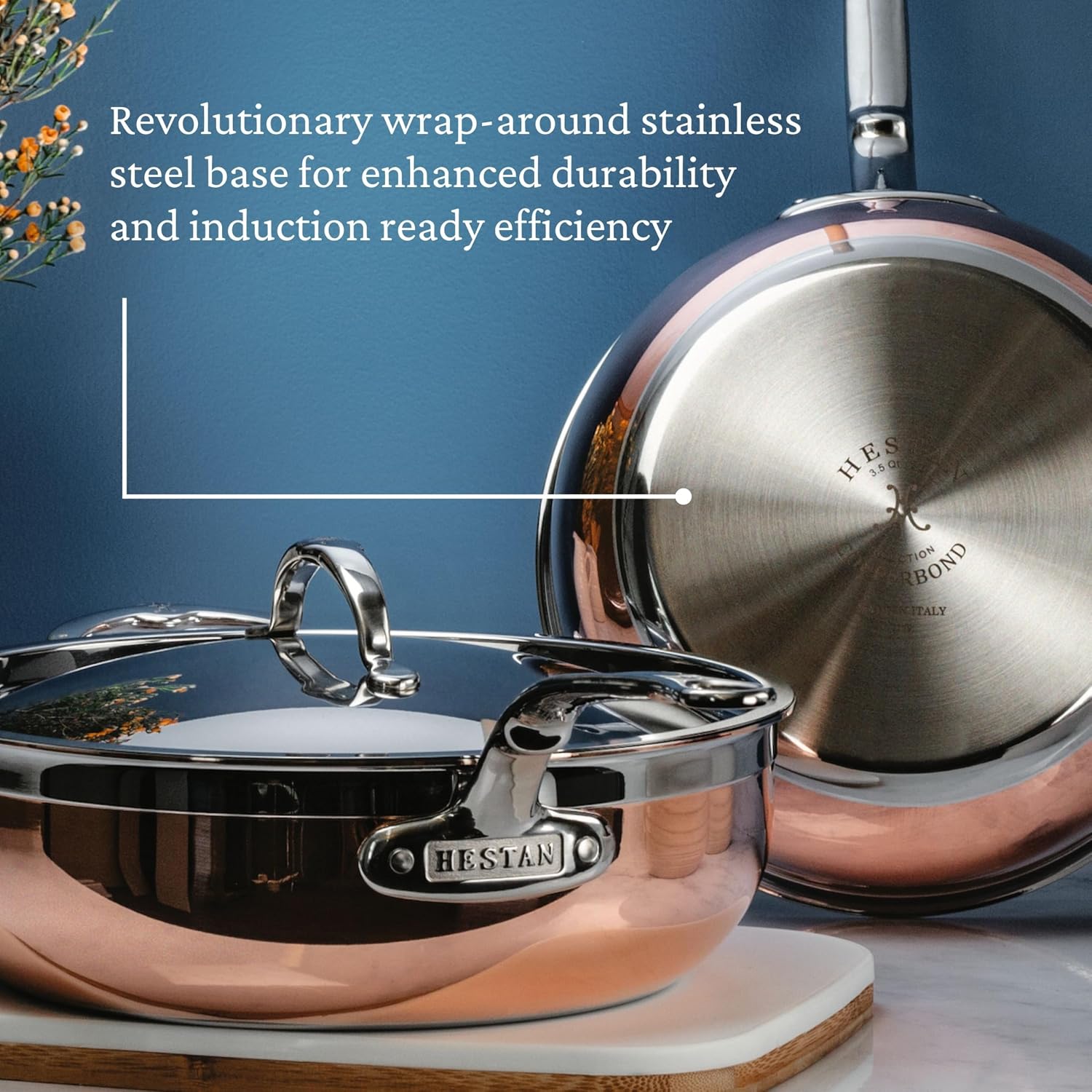 Hestan - CopperBond Collection - 100% Pure Copper Essential Pan, Induction Cooktop Compatible, 3.5 Quart