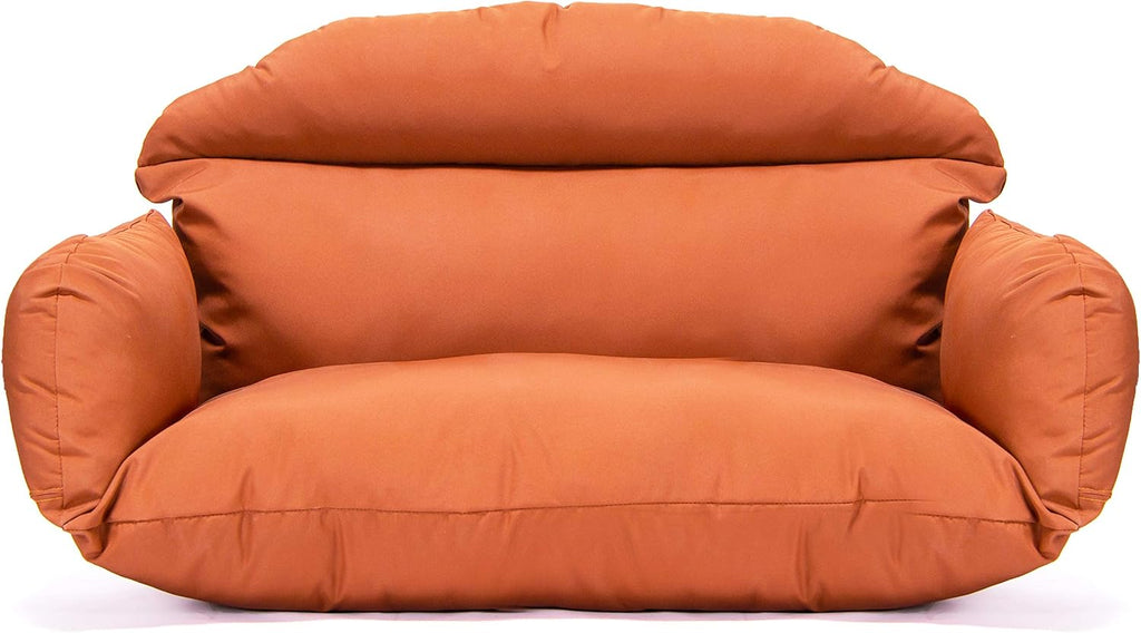 LeisureMod 2 Person Hanging Egg Chair Cushion - Orange, Quick-Drying, Weather-Resistant, Soft Cotton Filling, Machine Washable