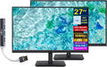 Acer 27' FHD IPS Monitor with 4ms Response Time, Anti Glare, VESA Mount (100mm), VGA, HDMI & Dockztorm Hub, Black Color 2 Pack