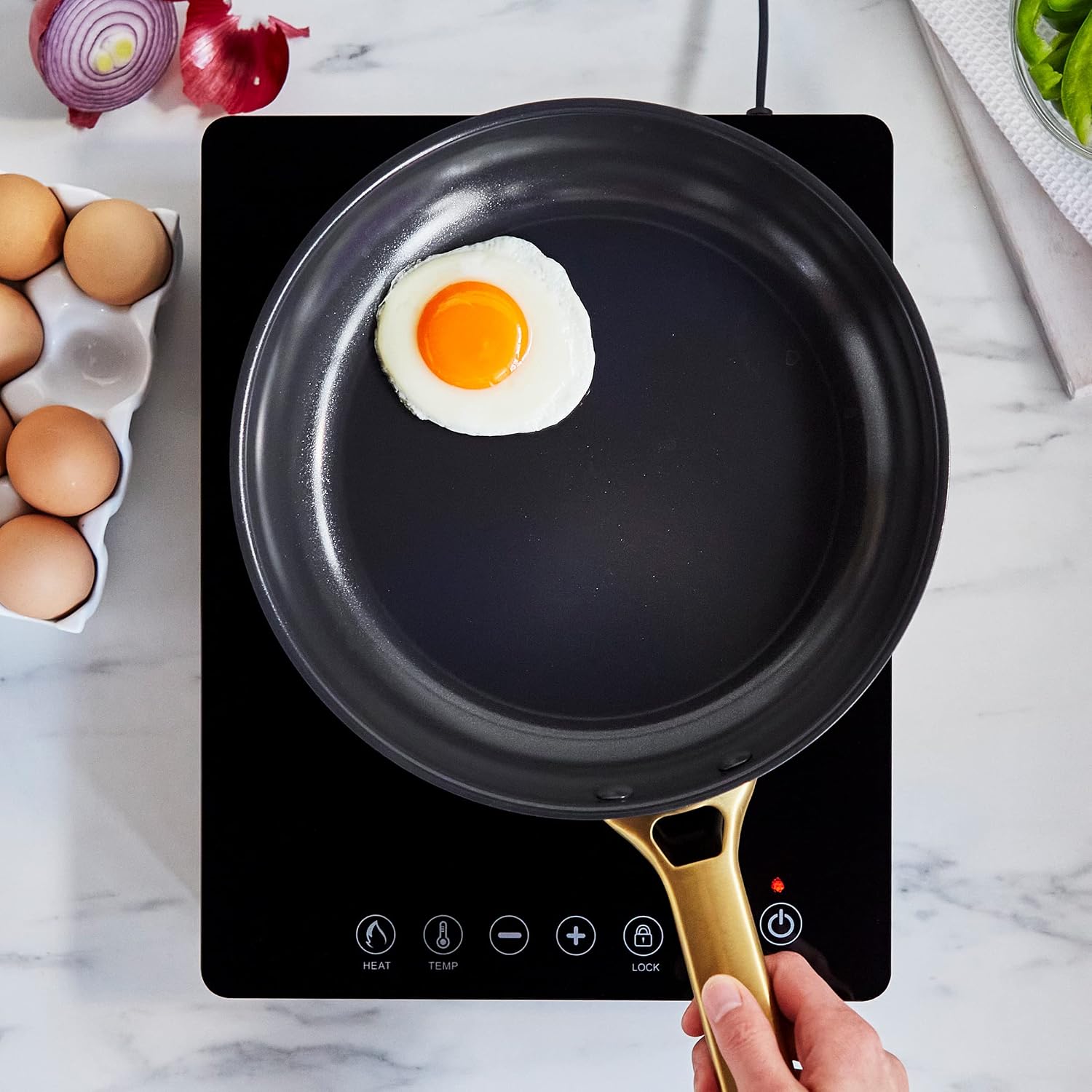 GreenPan Portable Induction Cooktop, Countertop Burner with Temperature Controls, Programmable LED Display with Timer, 1800W, Black, Induction Cooker