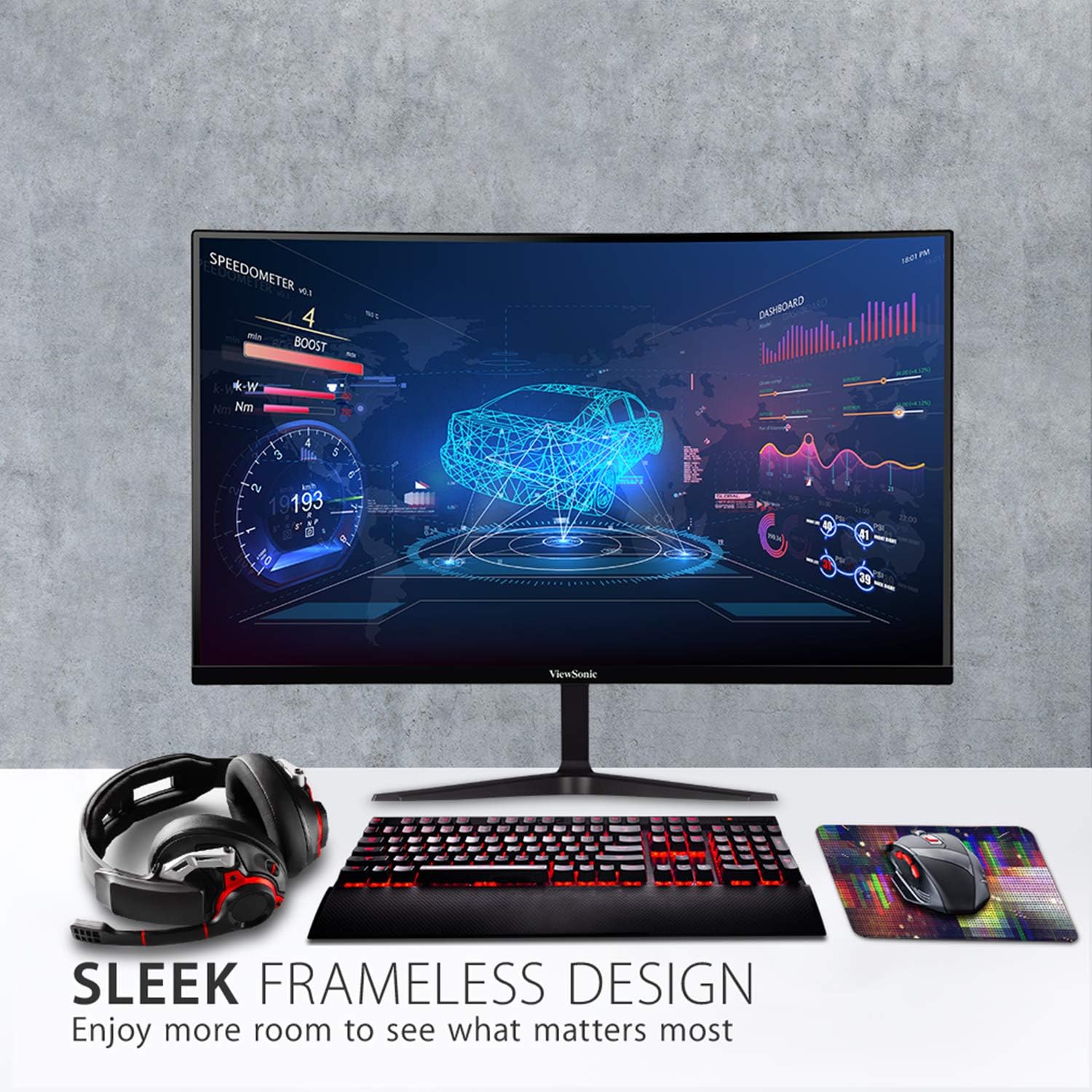 ViewSonic VX3218-PC-MHD 32 Inch 1080p Curved Gaming Monitor, 180Hz and 1ms for Smooth Gameplay, FreeSync Premium and Eye Care Technology, HDMI, and DisplayPort Inputs