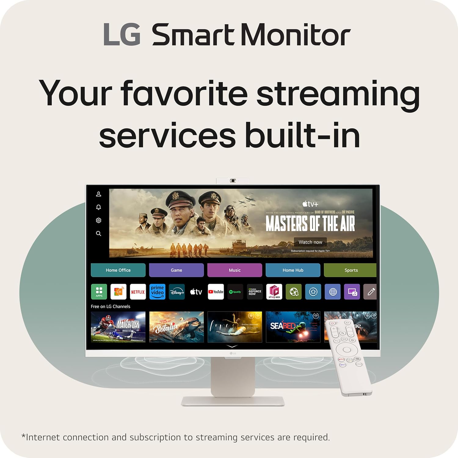 LG 32SR85U-W Smart Monitor 32-inch 4K UHD (3840x2160), IPS Display, webOS 23, USB Type-C 90W PD, Built-in FHD Webcam & Speaker, HDR 10, AirPlay 2, Screen Share, Bluetooth, White