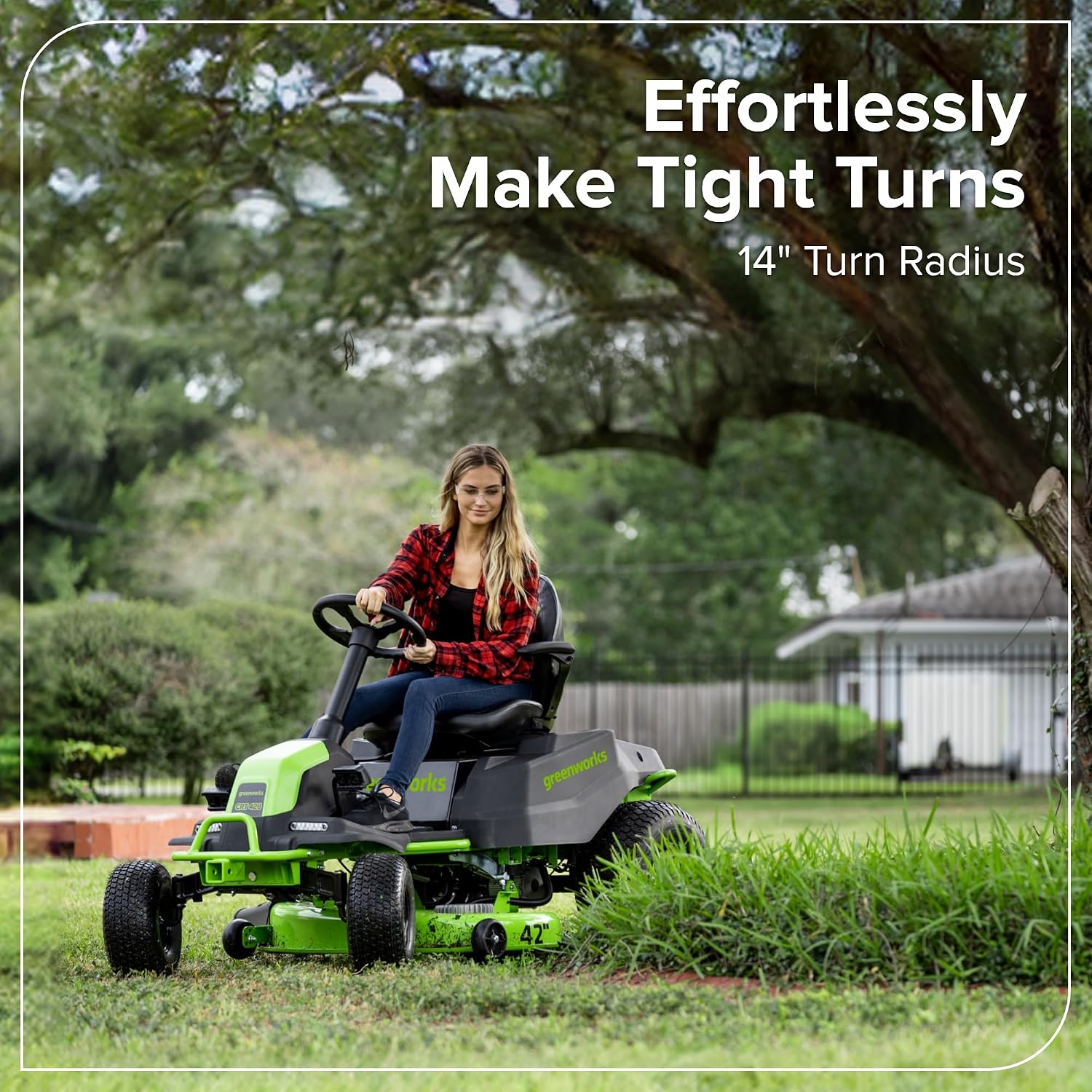 Greenworks 80V 42' CrossoverT Cordless Riding Lawn Tractor, (4) 6.0Ah Batteries and 600W Charger