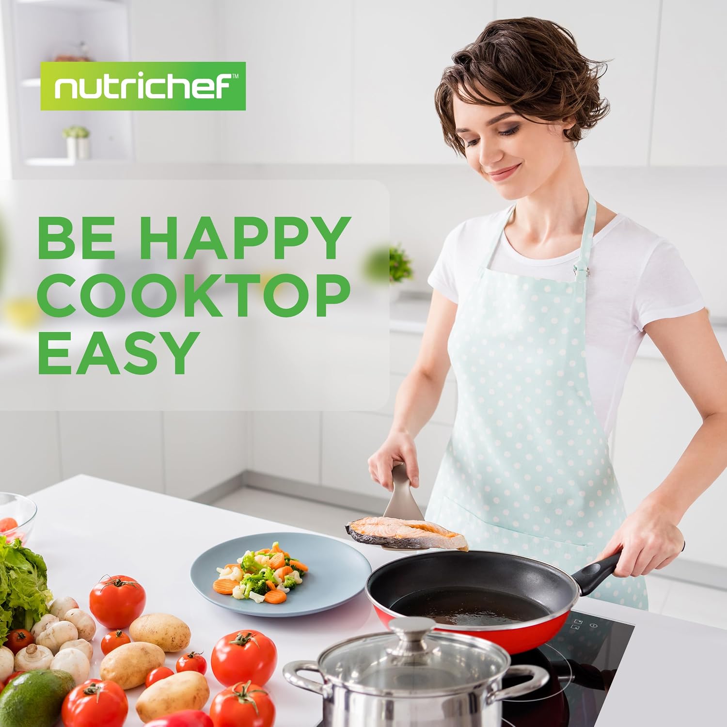 NutriChef Dual Induction Cooktop - 2 Glass Countertop Burner Zones, Adjustable Temperature Settings, 1800W Electric Cooker, Digital Touch Sensors, Portable Induction Hot Plate