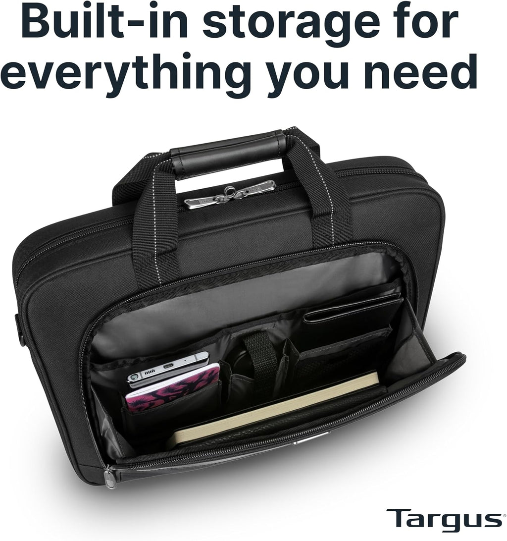 Targus Classic Slim Laptop Bag - Ergonomic Briefcase and Messenger Bag - Spacious Foam Padded for Laptops and Under