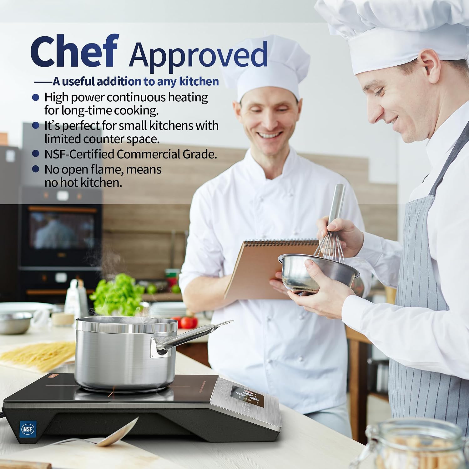 ChangBERT 1800W Commercial Grade Induction Cooktop, NSF Certified Portable Large 8' Heating Coil, 12' Heat Resistant Cooking Surface Premium Stainless Steel Pro Chef Professional Burner Hot Plate