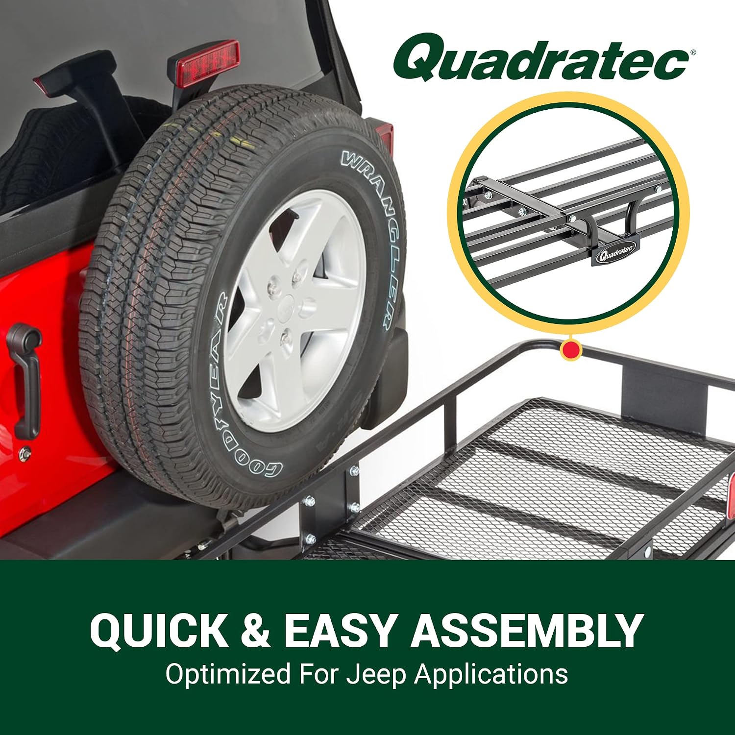 Quadratec Large Cargo Rack Basket Platform, 60' x 24' - Mounts to 2' Receiver Hitch - Great for Hauling Luggage, Camping Gear, Supplies, Generators, and More - Fits Jeeps, Cars, Trucks, SUV & More