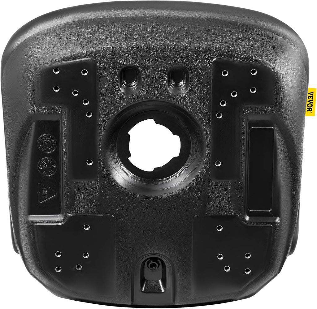 VEVOR Universal Lawn Tractor Seat Replacement, Compact High Back Mower Seat, Black Vinyl Forklift Seat, Central Drain Hole Skid Steer Seat with Mounting Bolt Patterns of 8' x 11.5' & 11.25' x 11.5'
