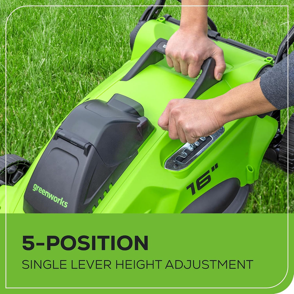 Greenworks 40V 16' Brushless Cordless (Push) Lawn Mower (75+ Compatible Tools), 4.0Ah Battery and Charger Included