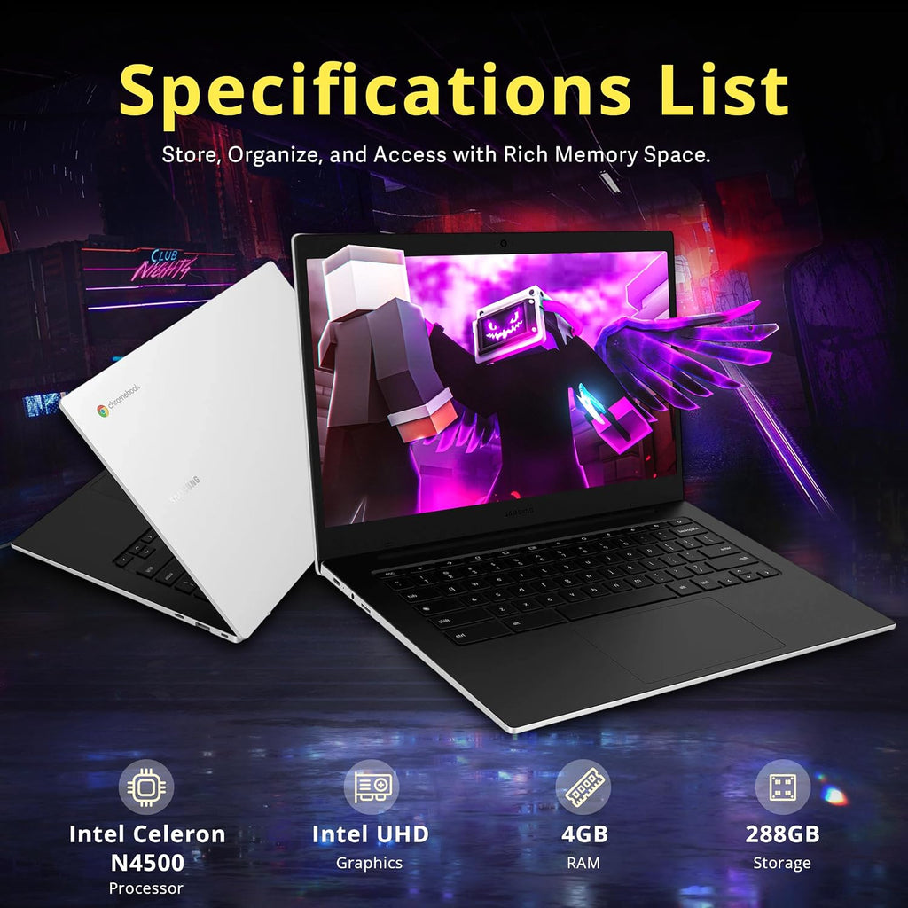 Samsung Galaxy Chromebook Go 14' LED HD Laptop, Intel Celeron N4500, 4GB LPDDR4X, 288GB Storage (128GB eMMC+160GB Docking Station Set), Intel UHD Graphics, Wi-Fi 6, 720p Camera, Chrome OS, Silver