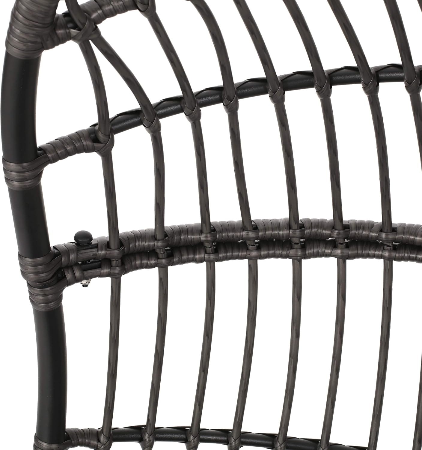 Wicker Egg Chair, Hanging Chair with 8FT Chain, Wicker Lounge Chair with Water Resistant Cushion, Indoor Outdoor Lounger for Patio, Backyard, Living Room, Only Chair (Gray-No Stand)