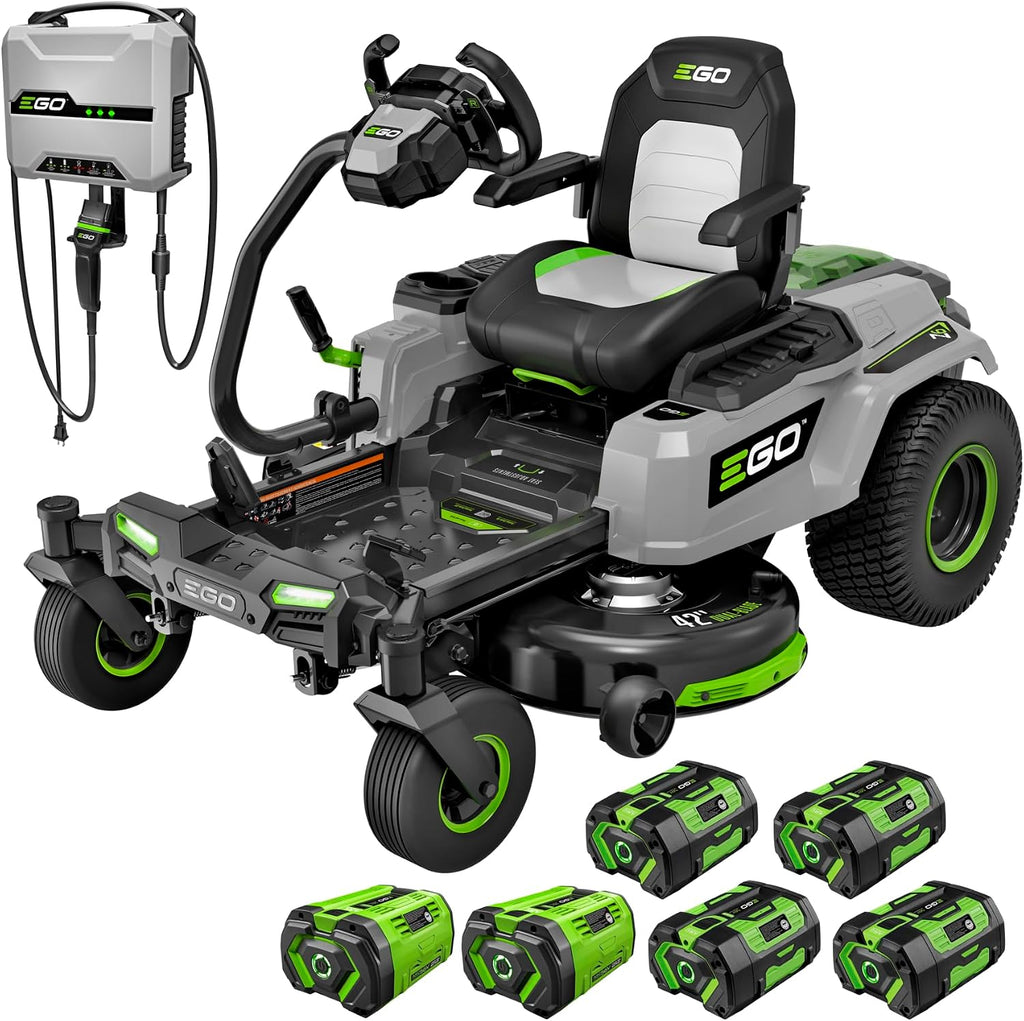 EGO POWER+ Z6 Zero Turn Riding Lawn Mower, 42' Deck, Includes (2) 56V 10.0Ah and (4) 56V 6.0Ah Batteries and 800W Charger - ZT4215S