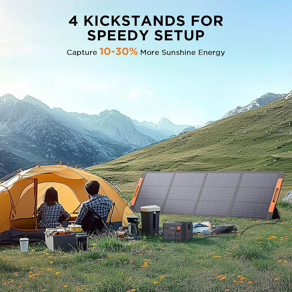 200W Portable Solar Panel for Power Station,23.5% Efficiency Mono Foldable Solar Charger with Solar Angle Guide for Jackery/Bluetti/EcoFlow/Anker,IP67 Waterproof for Camping RV Off-Grid Backup