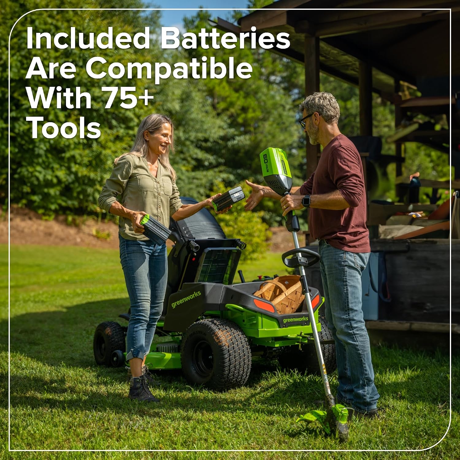 Greenworks 80V 42' CrossoverT Cordless Riding Lawn Tractor, (4) 6.0Ah Batteries and 600W Charger