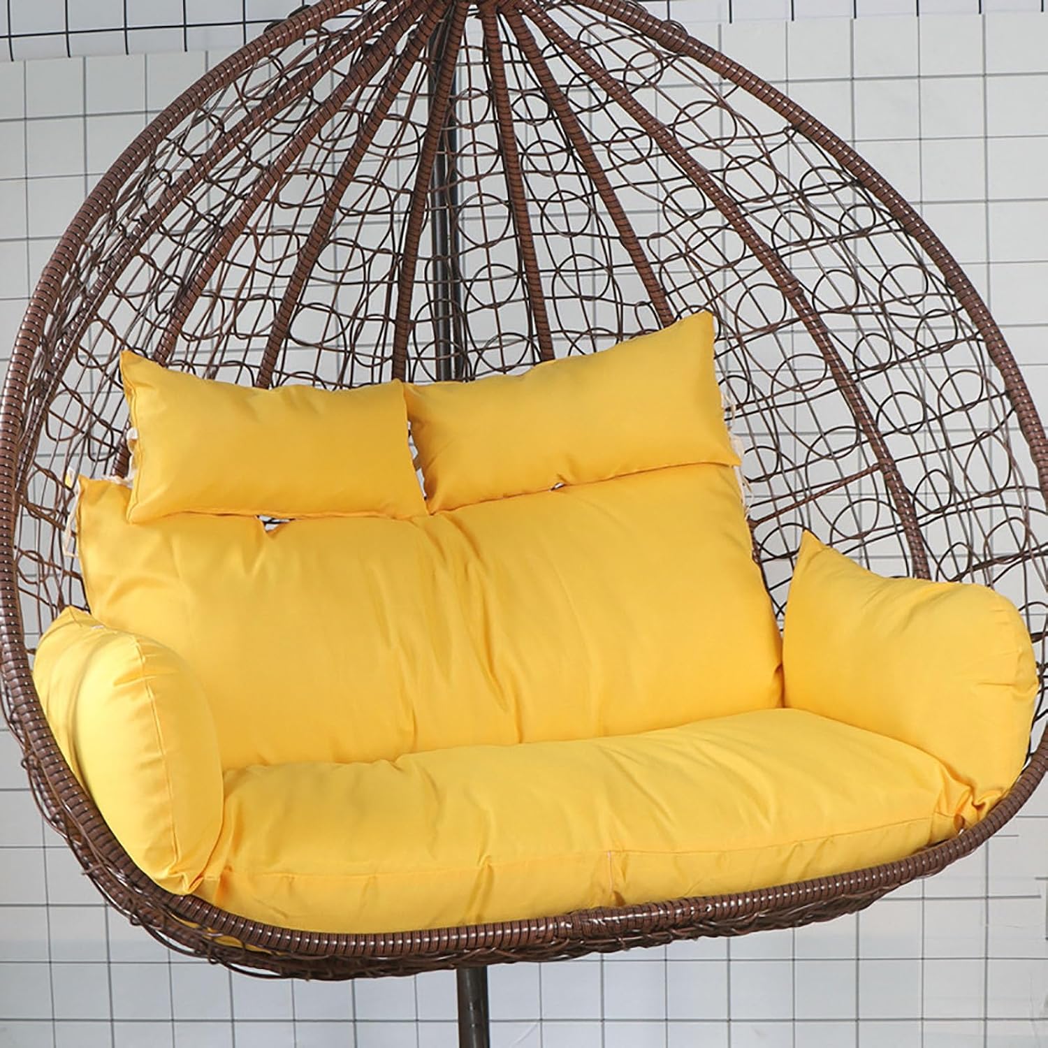GARCAN Hammock Swing Chair Cushion, Replacement Pad, Double Egg Chair Cushion Luxury Outdoor Patio Wicker Loveseat Hanging Egg Chairs Cushion for 2 Persons Patio Backyard Balcony, B