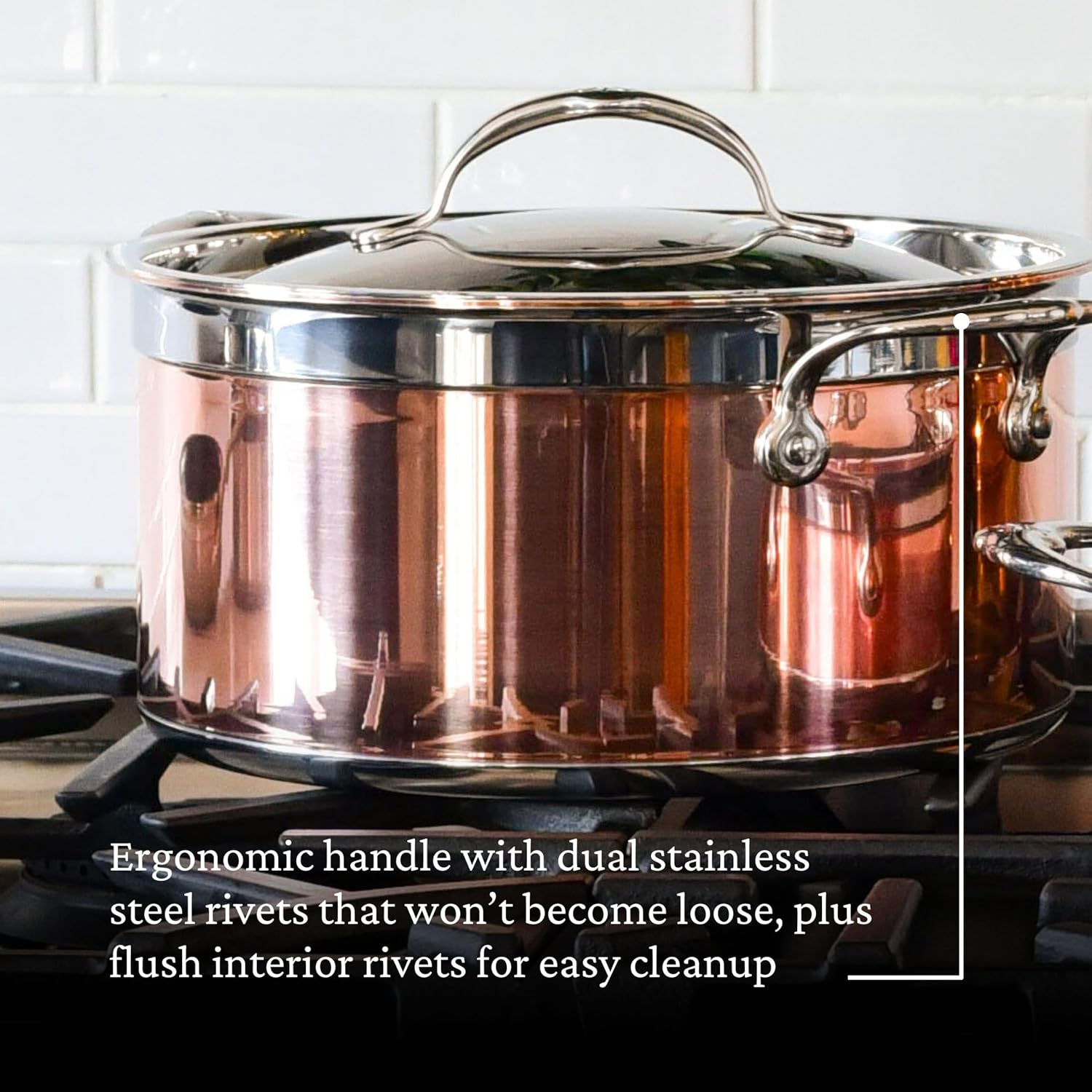 Hestan - CopperBond Collection - 100% Pure Copper Stock Pot, Induction Cooktop Compatible, 6 Quart