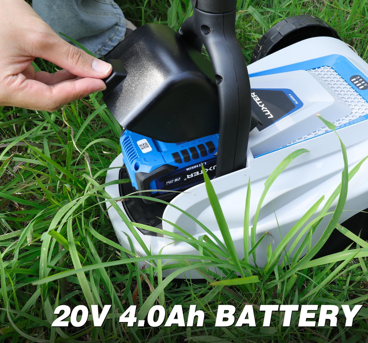 LUXTER 9 Inch Cordless Lawn Mower 6000RPM Brushless Motor 3 Adjustable Cutting Heights (1.5'-2.3') Electric Grass Trimmer 20V 4.0Ah Battery & Charger Mini Lawn Mower for Garden Yard Work and Lawn Care