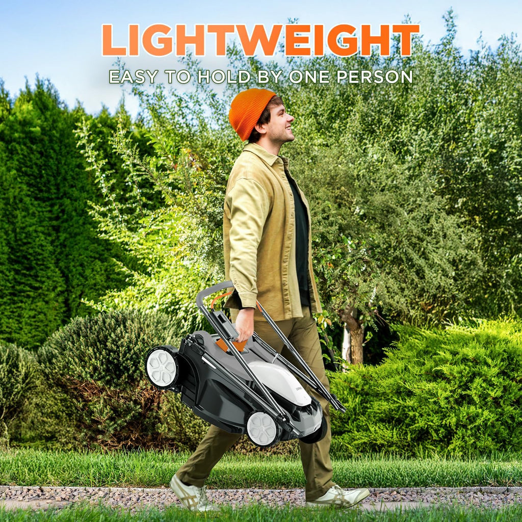 Litheli 40V (2 x 20V) 16' Electric Lawn Mower Cordless, Walk Behind Lawn Mower with 6-Height Adjust, Portable & Lightweight Push Battery Powered Lawn Mower (2 * 4.0AH Batteries Included)