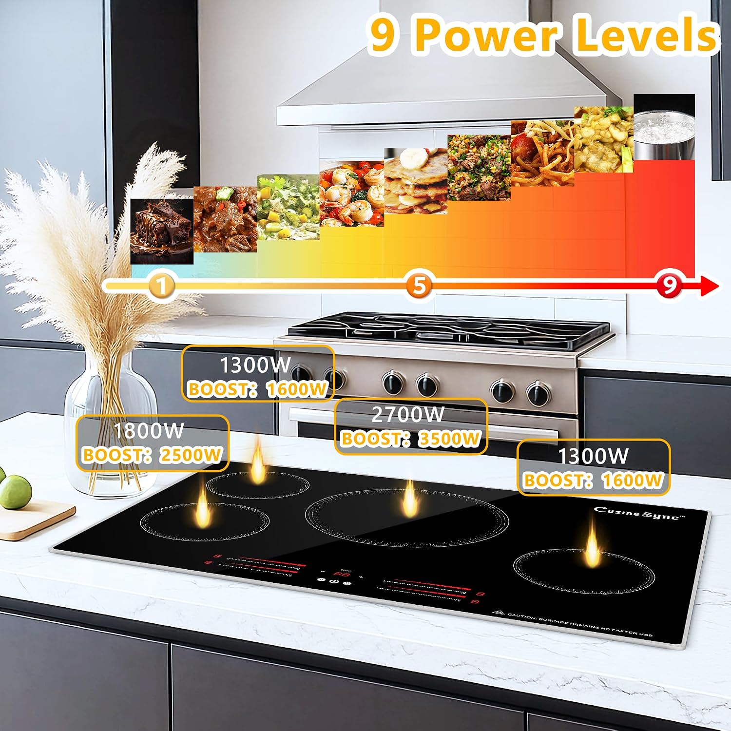 30 Inch Induction Cooktop, 4 Burner Built-In Electric Stove Top, Fast Heating with Power Boost, Touch Control, 9 Power Levels, Child Lock & Timer, Modern Kitchen Upgrade