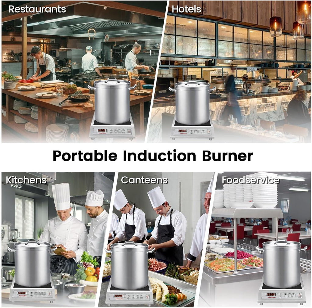 3500W Commercial Induction Cooktop, 208-240V Commercial Induction Burner, Countertop Induction Range & Induction Cooker, Stainless Steel Electric Hot Plate with 9.25-Inch Copper Coil