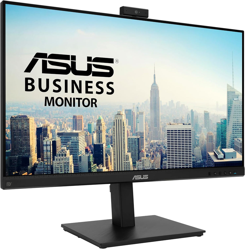 ASUS 27' 1080P Video Conference Monitor (BE279QSK) - Full HD, IPS, Built-in Adjustable 2MP Webcam, Mic Array, Speakers, Eye Care, Wall Mountable, Frameless, HDMI, DisplayPort, VGA, Height Adjustable
