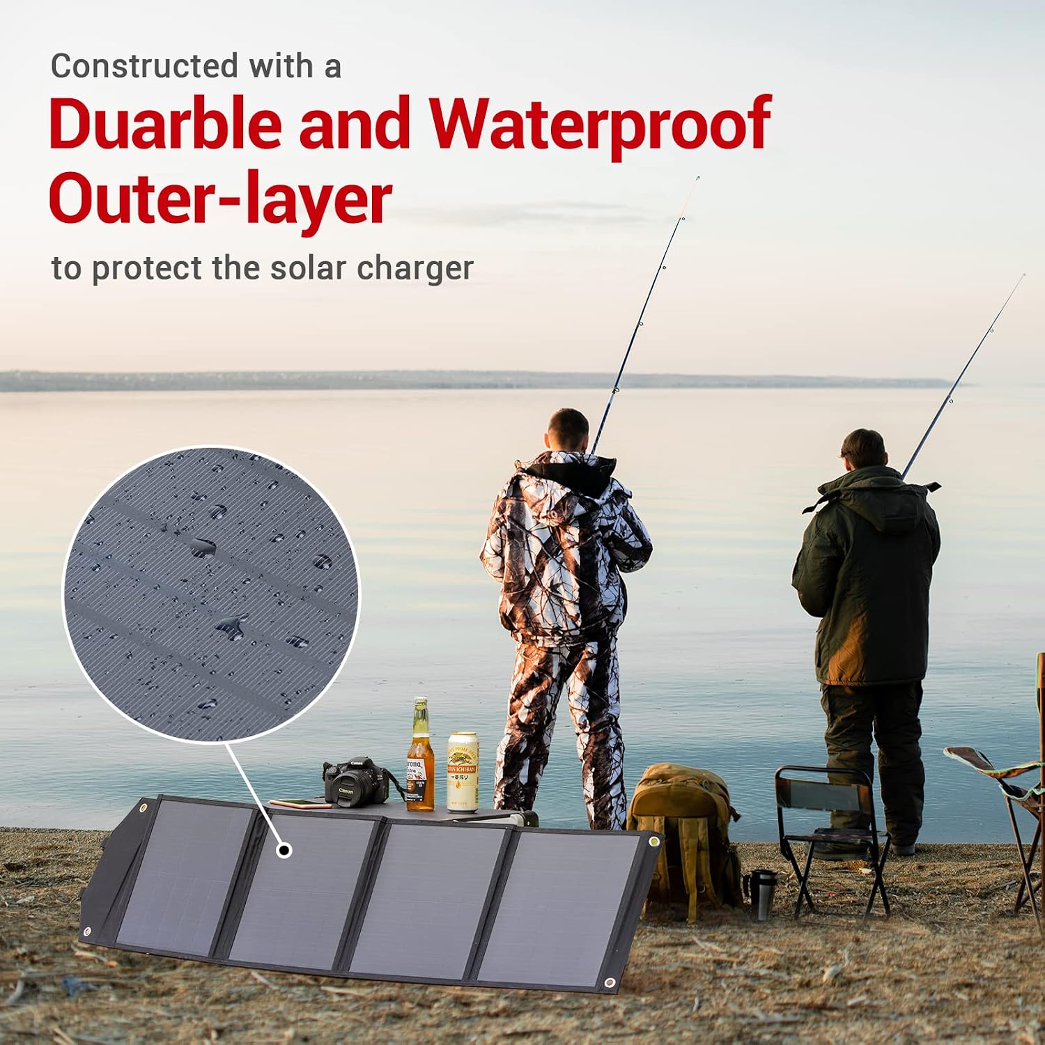 ROCKPALS Foldable Solar Panel 60W SP002 Portable Solar Panel Charger for Jackery/BLUETTI/ECOFLOW/Flashfish Power Station, IP65 Waterproof Solar Panel with QC3.0,USB-C for Camp/RV/Off Grid/Phone/Tablet