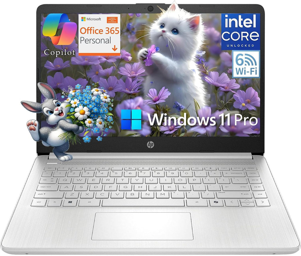HP 14' Student Business Laptop Computer, Intel N150 CPU, 16GB RAM, 128GB UFS, WiFi 6, BT 5.4, Windows 11 Pro S, Natural Silver