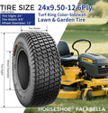 HORSESHOE 2 New 24x9.50-12 6Ply | Turf Trac Pattern | Garden Tractor Ridding Lawn Mower Tubeless Tires | 24x9.5-12 T198 2495012