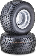 WANDA Lawn Mower Tractor Tire Wheel Assembly 18X9.5-8 4-Ply with 4 Lugs on 4' PCD Silver Wheel-13032,SET 2