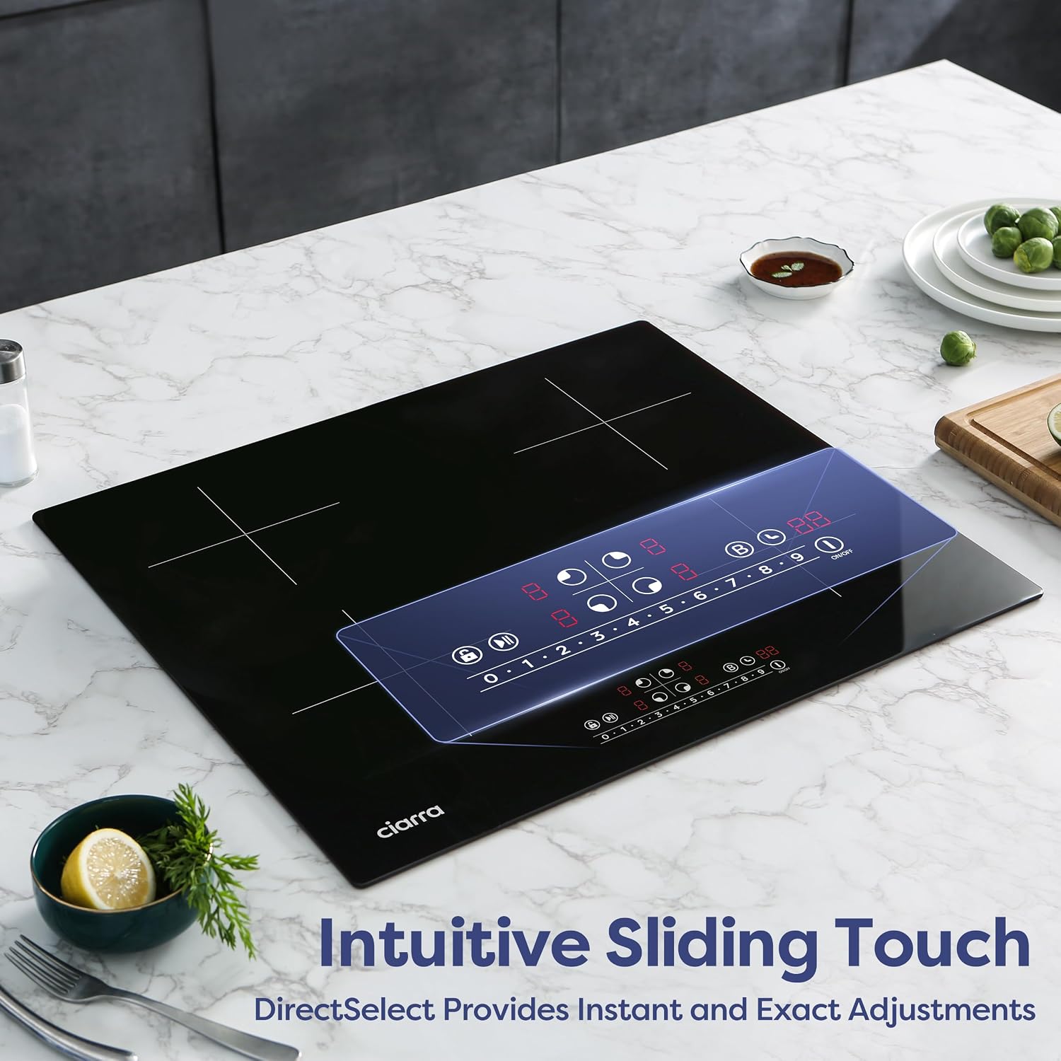 CDV 7200W Built-in Induction Cooktop 4 Burners, 24 Inch Electric Cooktop Touch Control Ceramic Glass Plate 9 Power Levels Fast Heating Child Safety Lock