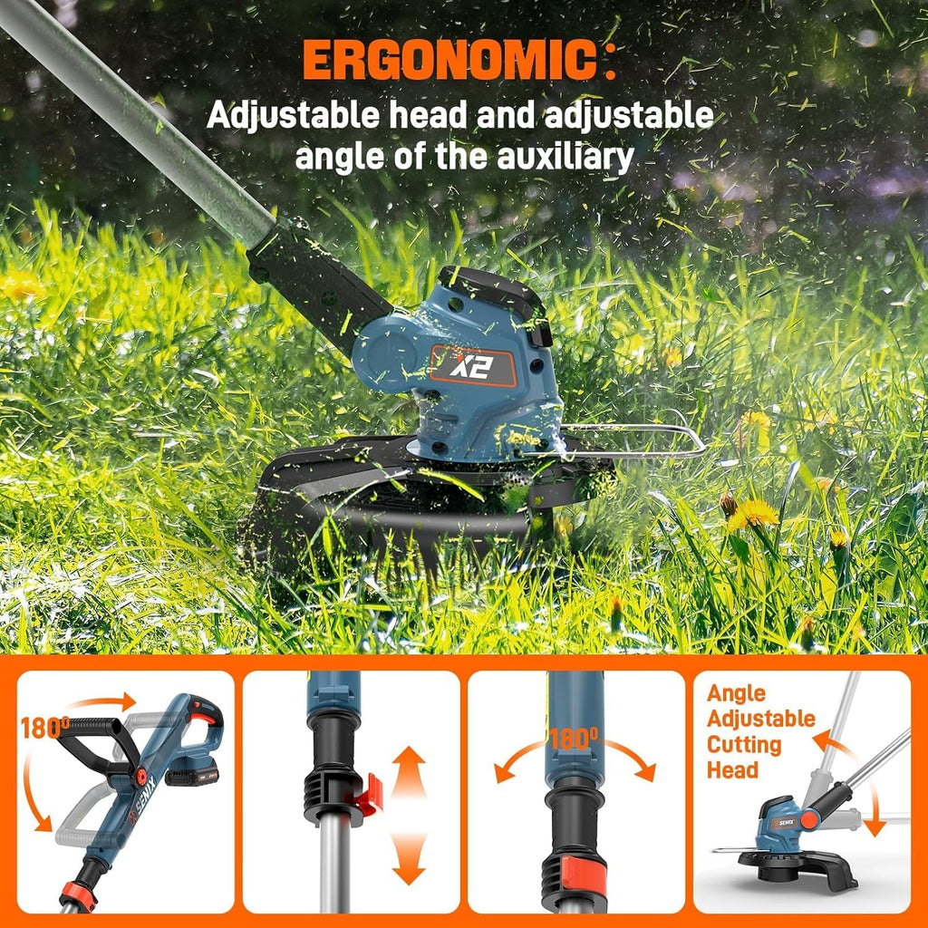 SENIX 22' Self-Propelled Gas Lawn Mower | X2 20V String Trimmer, Leaf Blower, and Hedge Trimmer [4-Piece Set], Includes 2 Batteries & Battery Charger
