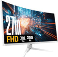Westinghouse 27 Inch Curved Gaming Monitor, 200Hz, 1ms, FHD 1080P, 3000:1 Contrast Ratio, 118% sRGB, 1500R, AMD FreeSync, Eyecare, for PC Games with Built-in Speakers, DisplayPort, HDMIx2-White