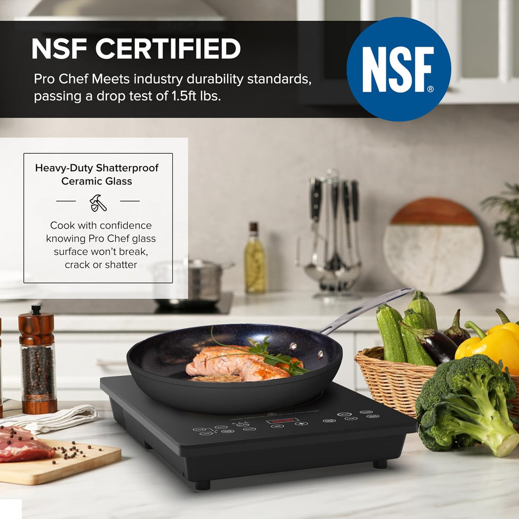 Nuwave Portable Induction Cooktop, NSF-Certified Single Electric Burner, 94 Precise Temp Range, Large 8' Heating Coil, Perfect for Professional & Commercial Settings, Shatter-Proof Glass Surface