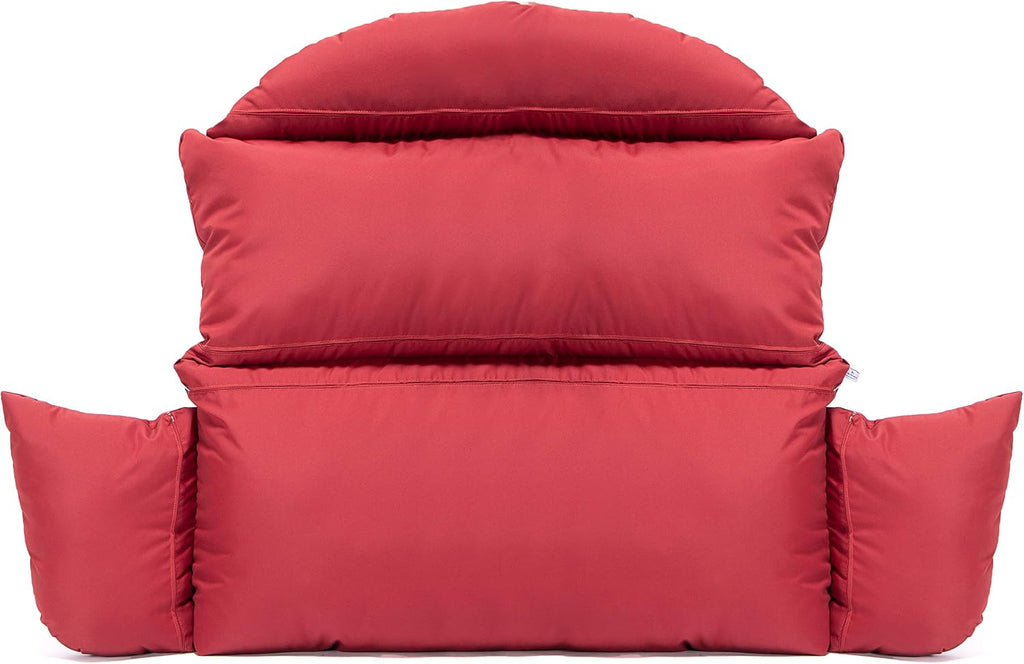 LeisureMod 2 Person Hanging Egg Chair Cushion - Red, Weather-Resistant, Quick-Drying Fabric, Soft Cotton Filling, Machine Washable