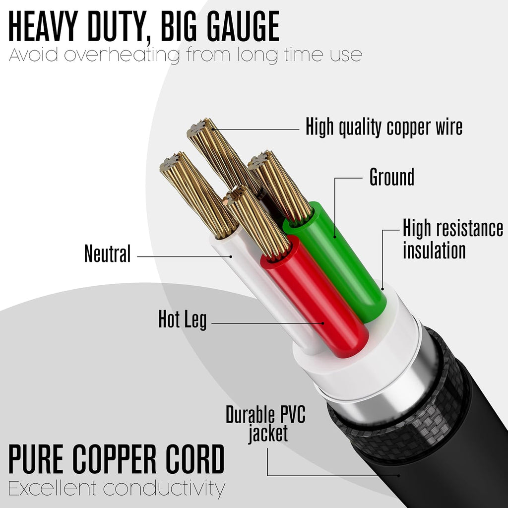 Houseables 30 Amp Generator Cord, L6-30 Extension Cord, L6-30R, L6-30P, 100 Feet, Generator Cable, 3 Prong, 250V Extension, 30amp, NEMA, Twist Lock, RV, Heavy Duty, 10 Gauge, 250 Volt, UL & ETL Listed