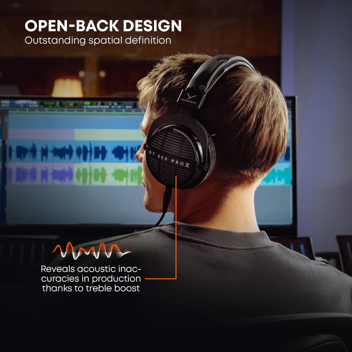 beyerdynamic DT 990 Pro X 48 ohm Wired Over-Ear, Open Back Professional Recording Studio Monitor Headphones for Mixing, Editing, Critical Listening, DJ Stereo Headsets, Made in Germany, Black w/Gray