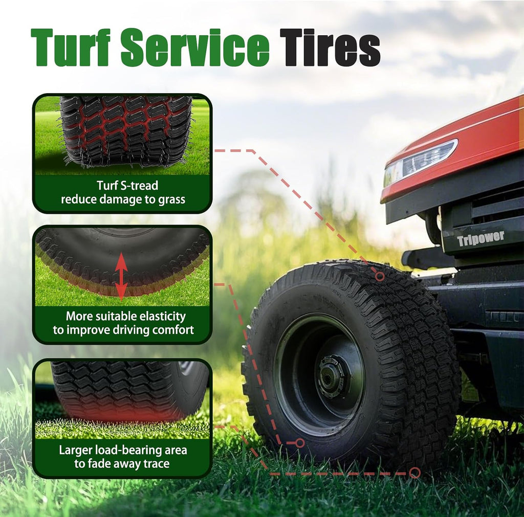 TRIPOWER 23x10.50-12 Lawn Mower Tires: 23x10.50x12 Tires for Riding Mower and Garden Tractor, 6PR Tubeless, 1340lbs Capacity, Set of 2