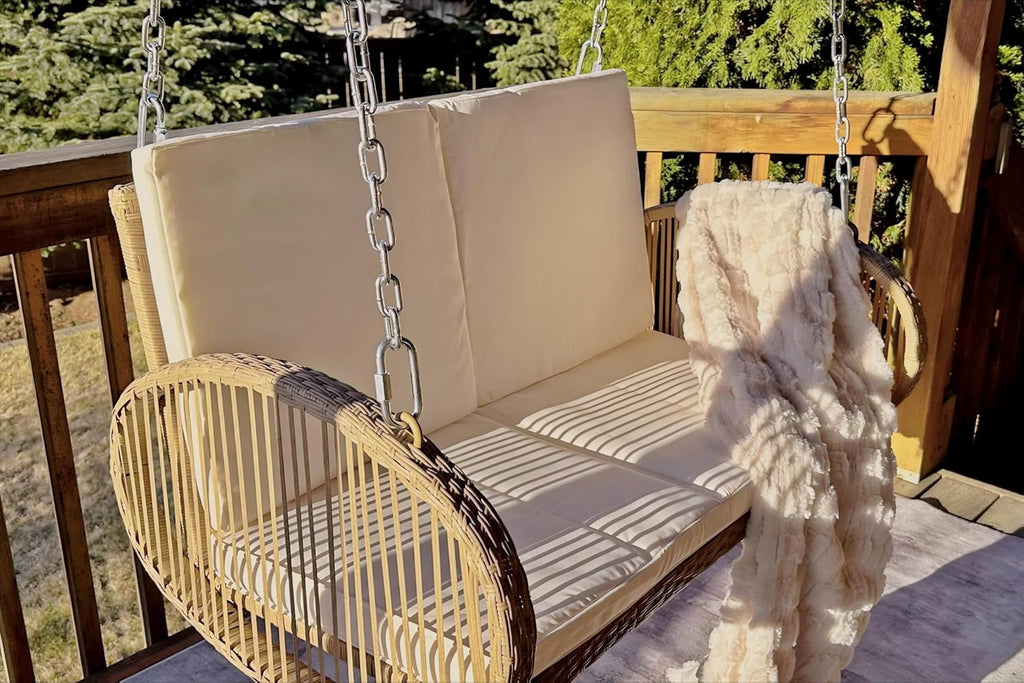 YITAHOME Hanging Porch Swing Chair Sits 2 People, Beige