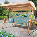 ZZW 3 Person Patio Swing Outdoor Swing for Adults with Adjustable Canopy &Upgraded Cup Holders Textilene Fabric Porch Swing Chair with Stand Heavy Duty 800 LBS