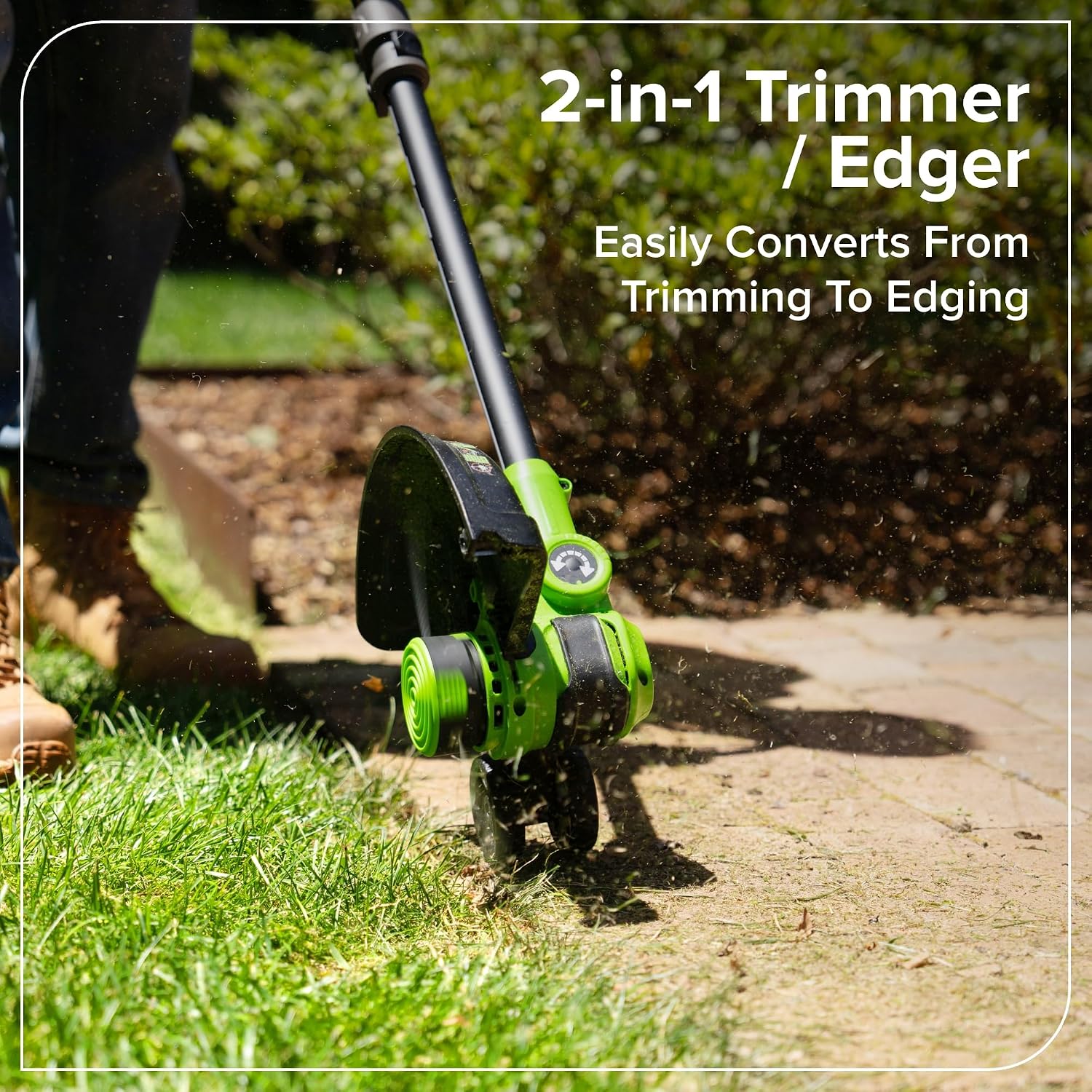 Greenworks 24V 12' Brushless String Trimmer, 2-in-1 Trimmer/Edger, Adjustable Shaft, 10 Plastic Blades, Lightweight 5.25lbs, 3-Year Warranty, Battery and Charger Not Included