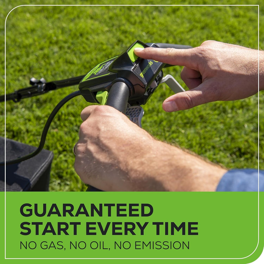 Greenworks 48V (24V x 2) 21' Brushless Self-Propelled Mower+12' String Trimmer+320CFM Blower,(2) 5.0Ah Batteries and 4A Dual Port Charger